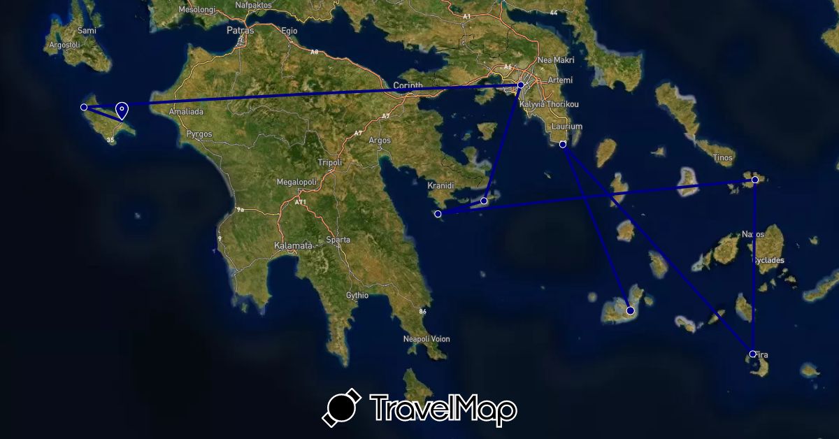 TravelMap itinerary: driving in Greece (Europe)