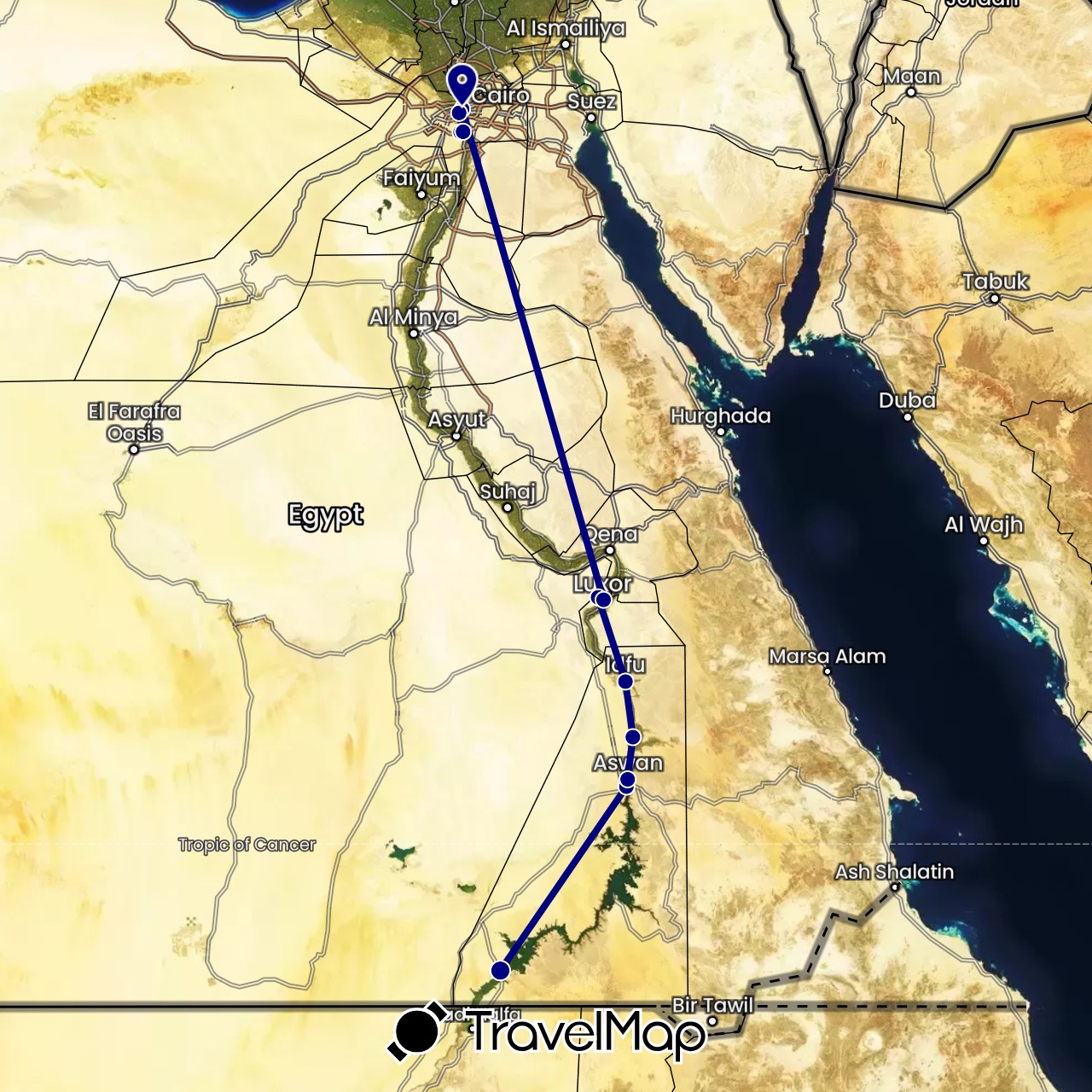 TravelMap itinerary: driving in Egypt (Africa)