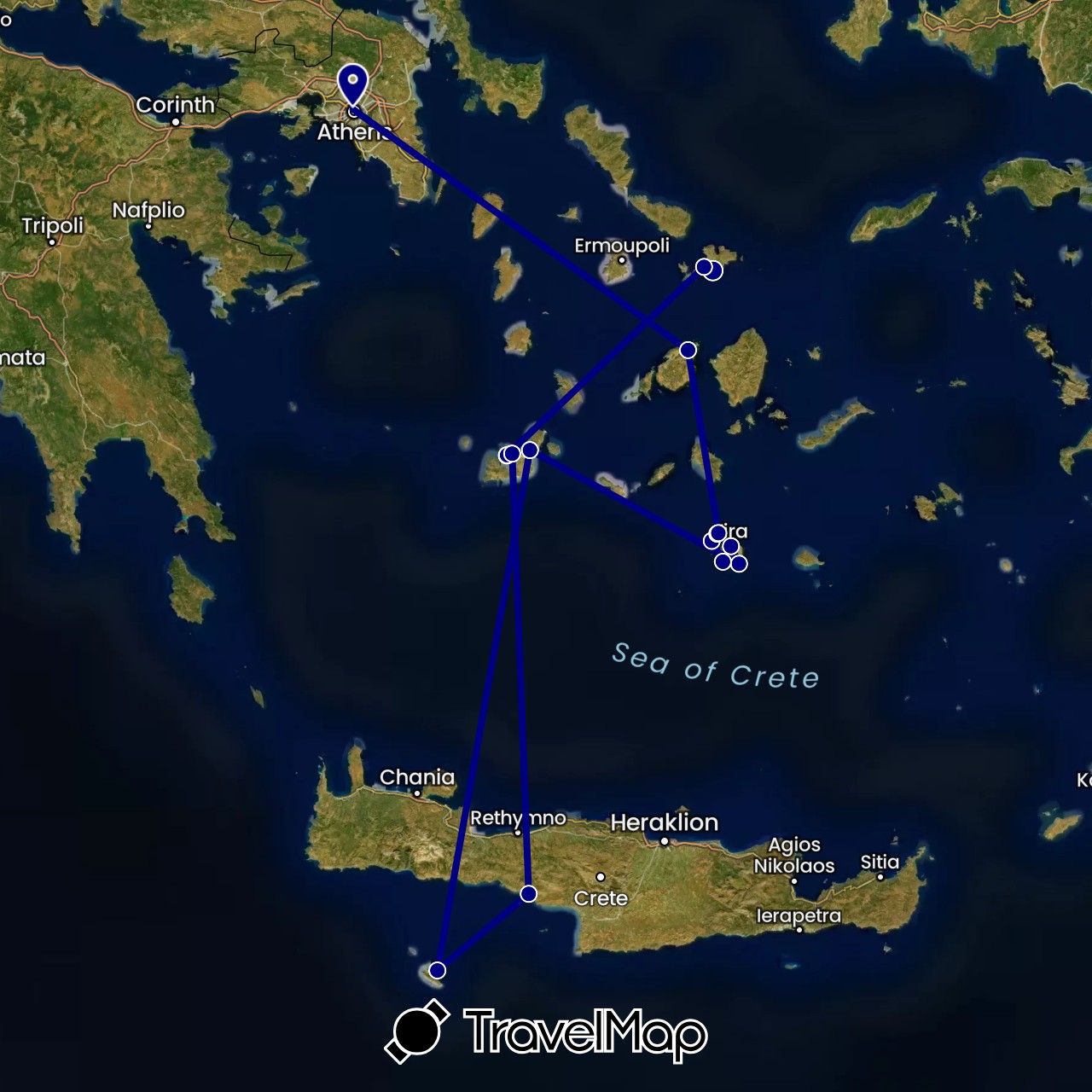 TravelMap itinerary: driving in Greece (Europe)