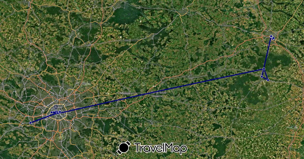 TravelMap itinerary: driving in France (Europe)