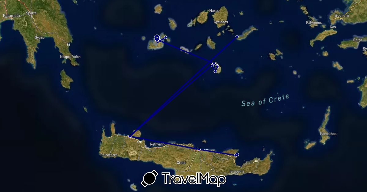 TravelMap itinerary: driving in Greece (Europe)