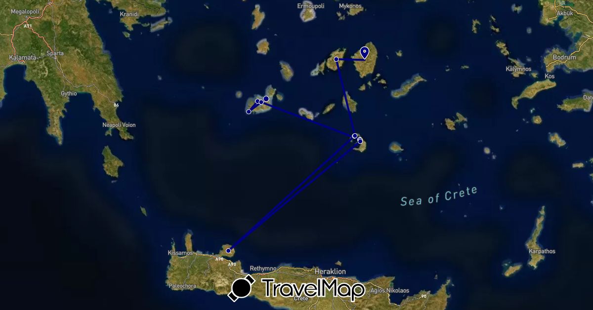 TravelMap itinerary: driving in Greece (Europe)