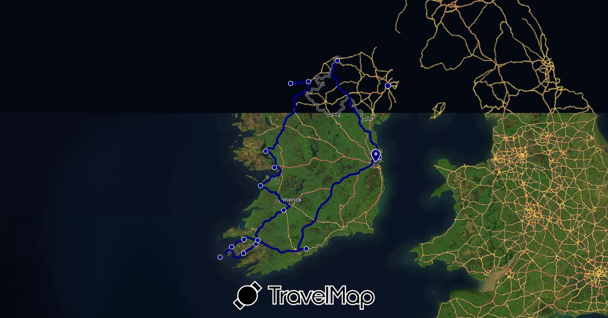 TravelMap itinerary: driving in United Kingdom, Ireland (Europe)