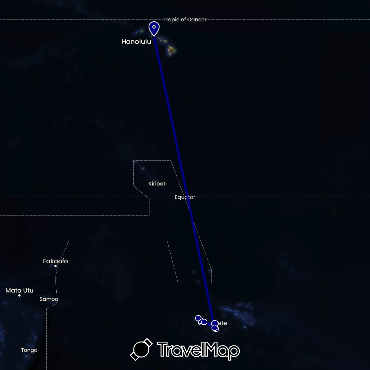 TravelMap itinerary: driving in France, French Polynesia, United States (Europe, North America, Oceania)